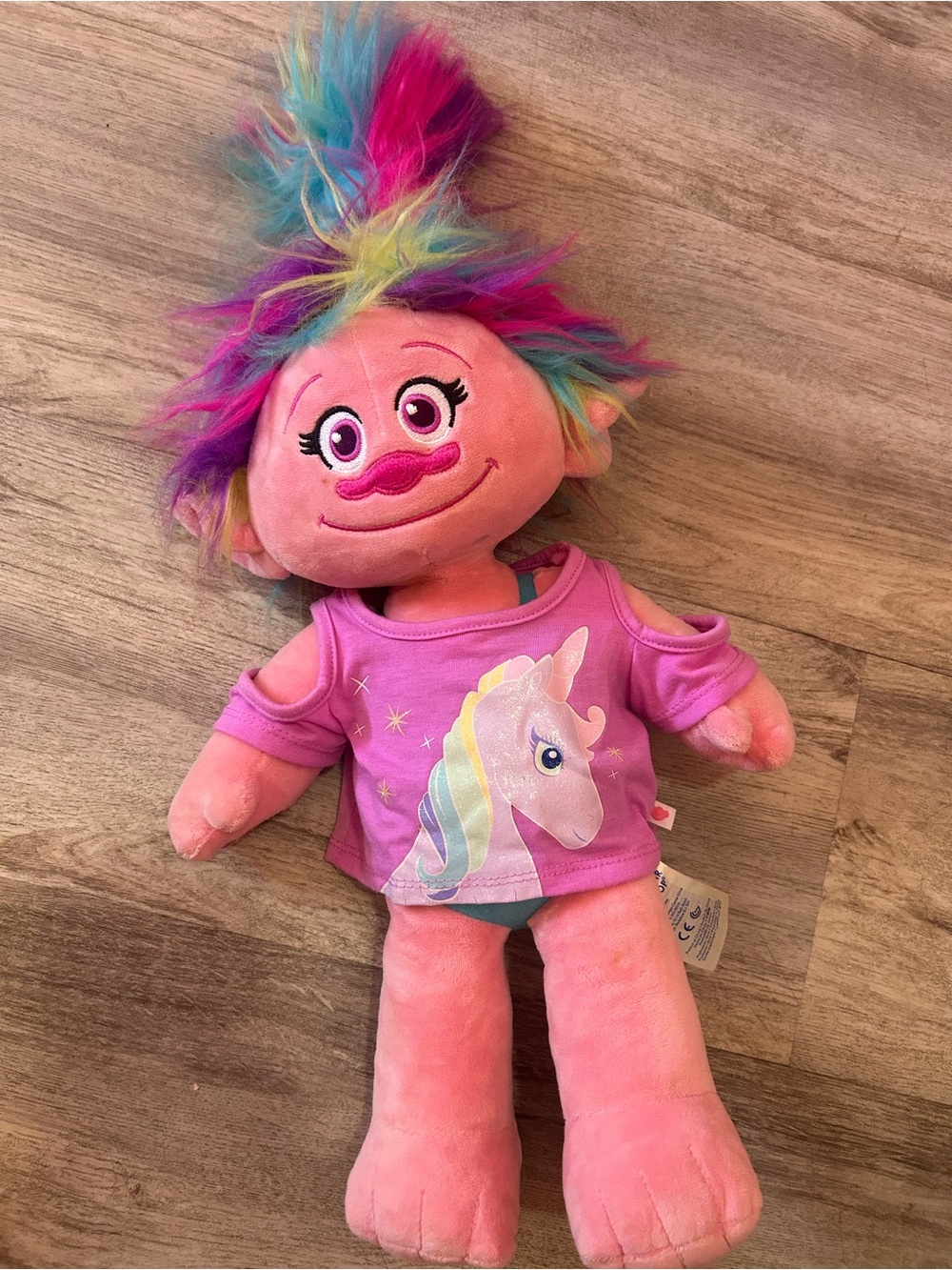 Trolls Poppy Build-A-Bear Pink Rainbow-Haired Plush Doll
